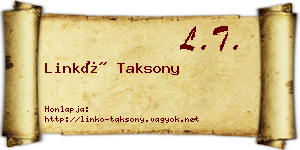 Linkó Taksony névjegykártya